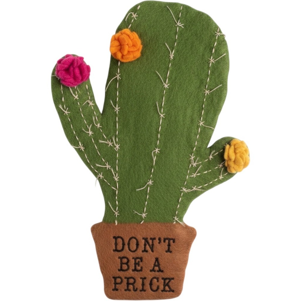 Pier One Don't Be A Prick Cactus Wool Felt Wall Hanging Decor Snarky Green 21in